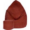 Dreamroots Bean Bag 80x80x120cm Beanbag con schienale e sgabello e copertura Cuscino da terra Chill Sack Bubibag Beanbag Fired Brick