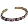 Generic Bracciale rigido in ottone intrecciato di perle per tessitura a mano da donna (rosa corallo e blu viola)