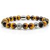 Handmade Bracciale occhio di tigre braccialetto braccialetto di perle classe A+ perline sfera argento 8 mm in acciaio inossidabile