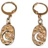 Clovers Trifogli - Mini orecchini a cerchio in oro con luna - Orecchini fatti a mano in acciaio inossidabile placcato oro 24k, resistenti all'acqua, in stile bohémien chic