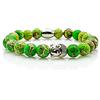Generic Bracciale in diaspro Bracciale con perline Testa di Buddha verde Argento 8 mm in acciaio inossidabile (Budda)