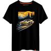 Magmatic - Maglietta C7 Auto Sportiva per Uomo Unisex Bambino, Collezione Sunset Road T Shirt Nera Premium 100% Cotone, Regalo Auto Sportiva, appassionato di Automobili, Fan di Auto