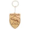 Faltec Portachiavi/calamita personalizzato ROMA in legno con nome personalizzato- Portachiavi squadra del cuore - GIALLO ROSSO