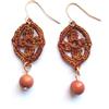 Meraki Studio Orecchini rombo con pietre dure, marrone/dorato, orecchini in pizzo/tessili, Gioielli all'uncinetto, Made in Italy, Bijoux da donna, Lavorazione Artigianale