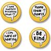 Generic APD Badge Set, 4 Badges, Badge Packs, 32mm, I have Auditory Processing Issues, Please speak clearly, I am hard of hearing, Be kind, APD Pack (Yellow)