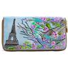 Arte Lisanti Portafoglio da donna in pelle dipinta a mano - PARIGI IN FIORE - Portafogli Donna, Made in Italy, chiusura con cerniera, porta carte credito, Lavorazione Artigianale