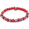 PSS Braccialetto da uomo e da donna bracciale elastico pietre naturali sfaccettate Ematite e Turchese rosso
