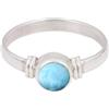 Meadows Anello in Larimar naturale Anello in argento sterling 925 Anello in pietra preziosa rotonda minimalista fatto a mano