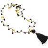 Handmade Collana filo oro ad uncinetto con cristalli neri e charms