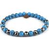 PSS Bracciale da uomo e da donna bracciale elastico pietre naturali sfaccettate Ematite e Turchese azzurro