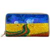 Arte Lisanti Portafoglio in pelle dipinta a mano - CAMPO DI GRANO CON VOLO DI CORVI DI VAN GOGH - Portafogli Donna, Made in Italy, chiusura con cerniera, porta carte credito, Lavorazione Artigianale