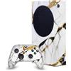 Head Case Designs Bianco, Oro E Nero Marmo Pacchetto Console Da Gioco Wrap E Pelle Per Controller Compatibile con Xbox Series S Console & Controller Bundle