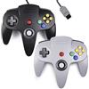 KIWITATA 2 x Classic 64 N64 controller, Kiwitata retro Wired Gamepad controller joystick per N64 console Nintendo 64 video games sistema nero + grigio