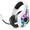 Aoresac Cuffie da Gioco Wireless RGB con Opzioni di connettività Multimodale e Archetto Regolabile per Giochi Competitivi, Cuffie Over-ear con Cuscinetti Auricolari Morbidi (Bianca)