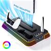 AARONMEI Supporto per stazione di raffreddamento per PS5 Slim/PS5 con stazione di ricarica per doppio controller, ventola di raffreddamento a 3 stadi, luce RGB, accessorio di PS5, 3 hub USB (Nero con RGB)