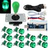 SJ@JX Arcade Game Stick DIY Kit Buttons with Logo LED 8 Way Joystick USB Encoder Cable Controller for PC MAME Raspberry Pi Green