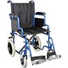 App Life Sedia a Rotelle Pieghevole Leggera Transito per Disabili ed Anziani - Dispositivo Medico di Classe I - Acciaio Leggero con Braccioli, Pedane ribaltabili ed Estraibili Blu