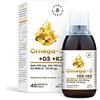 Aura Herbals Omega-3 Omega 3 370 DHA + D3 D-3 2000IU + K2 K-2MK7 90µg 200 ml AURA HERBALS