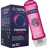 Control Condoms Senso e Thai Passion Massage Gel - Confezione di cofanetto di 24 preservativi sottili 0,06mm e un gel massaggio idratante, 200 ml