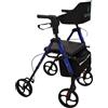 TERMIGEA RO31 - Deambulatore per Anziani con Seduta, Carrello per Anziani per Camminare Regolabile e Pieghevole in Alluminio Leggero (Portata 130KG) Dotato di Freni Classici e Freno di Stazionamento