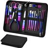 Generisch Set di 18 tagliaunghie in acciaio inox, set da pedicure professionale per uomini, donne, famiglia, amici, pedicure con valigetta