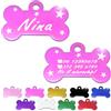 ibera gifts - Medaglietta Cane Personalizzata a Forma di Osso, Perfetta per Animali di Taglia Media e Grande, Targhetta Cane con Incisione, Medaglietta Gatto Personalizzata (Rosa, Stelle)