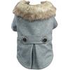 YAOTT Cappottino Caldo Invernale per Cane con Collo di Pelliccia Artificiale, Cappotto Foderato Vestiti per Cani Piccola in Stile Britannico Giacca Abbigliamento Animale Domestico Thickend Grigio L
