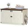 Hzuaneri Mobile Lettiera per Gatti, Mobile Moderno per Lettiera Nascosto con Divisorio Rimovibile, Casetta per Gattis, Cassetta per Gattis per Interno, 55 x 100 x 60 cm, Bianco Marrone CB84714X