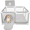 LANTUS Parco per cuccioli con porta, parco per cuccioli o cani piccoli, recinzione solida in tessuto spesso e rete in nylon ad alta resistenza, lavabile in lavatrice, interno/esterno, 126 x 126 x 66 cm