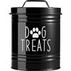 Qianly Contenitore per Biscotti per Cani Scatola di Latta E Barattolo per Croccantini Contenitore per Alimenti con Coperchio a Tenuta d'Aria Adatto per Cucin, Nero