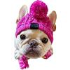 Generic Caldo cappello lavorato a maglia con pompon per animali domestici, cappello invernale soffice gattino antivento in lana con treccia lunga, bulldog francese taglia media e accessori per costume