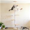 Liszton Tiragraffi alto fino al soffitto - Centro attività per gatti con 5 piani e tiragraffi, 4 livelli, 2 amache, altezza regolabile (190-260 cm), dal pavimento al soffitto, salvaspazio e stabile