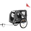 Hauki Rimorchio per Bicicletta Passeggino per Cani 2 in 1 Pieghevole Grigio 130x72x90 cm Carrellino per Cani fino a 40 kg con Catarifrangenti Bandiera Trasportatore per Cani Bici