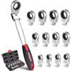 COTOUXKER Set di chiavi a cricchetto con testa flessibile, 8-19 mm, con teste intercambiabili per riparazioni meccaniche