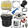 UYTGFO Adatto for motoseghe Husqvarna 353 351 350 346 346XP 345 340 Kit di sostituzione del collettore di aspirazione da 45 mm, cilindro, pistone, carburatore, filtro dell'aria