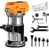 LiunxDromic Strumento router senza fili compatibile con batteria Dewalt 20 V MAX (senza batteria), set di tagliabordi per legno a 6 velocità, router per legno a base fissa da 800 W, 3000 giri/min, include punte