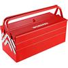 WORKPRO Cassetta portautensili in metallo, 45,7 cm, pieghevole a sbalzo rosso, 3 strati 5 vassoi multifunzione organizer per attrezzi, rosso