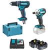 Makita DLX2337J Kit Trapano Percussione Avvitatore LXT 18V 64/155Nm 2x3Ah Makpac