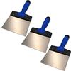 DEWEPRO Set 3 Spatole Per Fughe In Acciaio Inox 180 mm Con Impugnatura Soft 2 Componenti - Spatole Larghe Professionali Resistenti Agli Acidi Per Stuccatura Lisciatura E Intonacatura