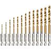 cskky 13 pezzi 1,5 mm-6, mm set di punte da trapano in acciaio rapido rivestito con gambo esagonale for aprire i fori for legno, plastica, alluminio .oth