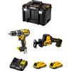 DeWALT Kit DWK204 (Trapano a Percussione DCD796 + Sega Universale DCS369 + 2 Batterie 2,0 Ah + Caricabatterie + TSTAK VI)