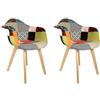 HOME DECO FACTORY CMP THE HOME DECO FACTORY HD3096, set di 2 sedie scandinave, patchwork legno + poliestere, multicolore, 62 x 60,50 X 86 cm
