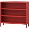 Jan Nowak Luca - Libreria bassa in metallo con 2 ripiani regolabili, stile industriale, per soggiorno, camera da letto, piccolo scaffale, libreria scintillante, 100 x 90 x 35 cm, colore: rosso