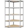 SONGMICS Scaffale Angolare a 5 Ripiani, Scaffalatura ad Angolo in Acciaio per Carichi Pesanti, per Garage, Ripostiglio, Magazzino, Portante 875 kg, Argento Pallido e Beige Naturale GLR080E01