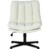 MEUBLE COSY Poltrona Girevole con Altezza Regolabile, Sedia da Salotto Funzione di Inclinazione Libera, Poltroncina Relax con Schienale Seduta Imbottito in Tessuto, Beige
