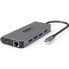 Hamlet Docking station Hamlet Hdmi - 3 Usb 3.0 - LAN - Usb-C PD 87W - 4k Uhd 3840 x 2160p - Multiporta - Grigio [HDKC-PD200]