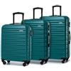 WITTCHEN valigia da viaggio set di 3 trolley bagaglio a mano valigia a rotelle ABS 4 ruote spinner chiusura a combinazione maniglia telescopica Groove Line verde Ryanair/ITA Airways/easyJet