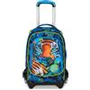 SJ GANG STYLE JAM GANG Trolley Scuola Jack 3 Ruote Air Tiger, Blu, 3 in 1, Zaino Triplo Uso con Carrello Sganciabile, 33 L, Zaino Scuola Elementare, Zaino Bambino