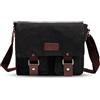 FANDARE Nuovo Vintage Messenger Bag Borsa a Tracolla Borsa Crossbody 14 Pollice Laptop Briefcase Uomo Donne Scuola Borsa Zainetto Schoolbag Multifunzione Tela Nero