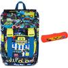 Mitama Zaino Estensibile 4 Zip, GAMING404, Nero, Doppio Scomparto + Astuccio Mitamini Animals, Chiusura con Zip, In Silicone, Arancione, Bambino, Scuola Elementare